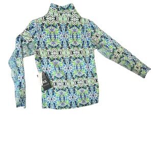 IBKÜL Ridley Zip Mock Neck Women XS Navy Multi NWT IceFil UPF 50+ 10089